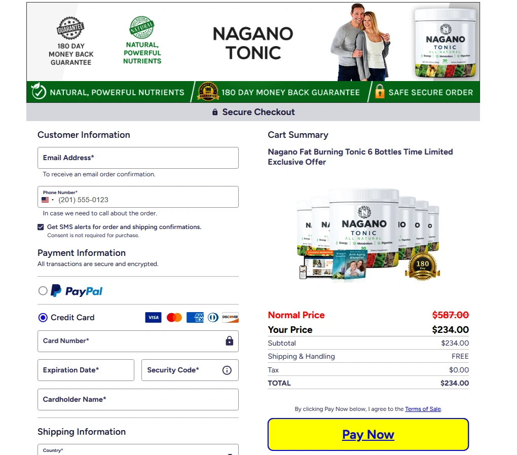 Checkout page Nagano Tonic